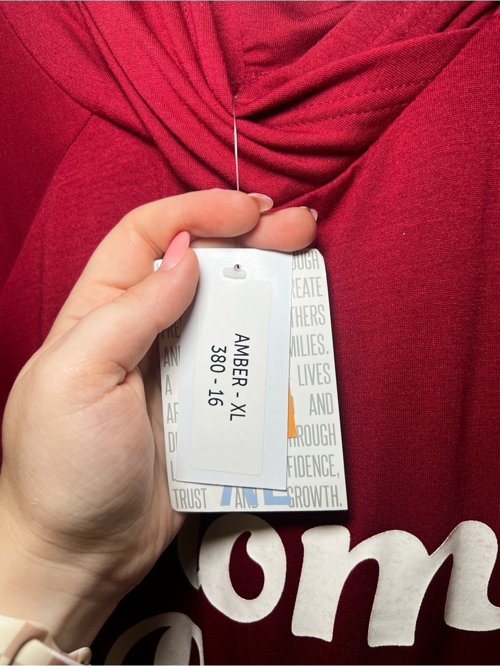 LuLaRoe Amber Red "Home Body" Hoodie - Picture 3 of 5